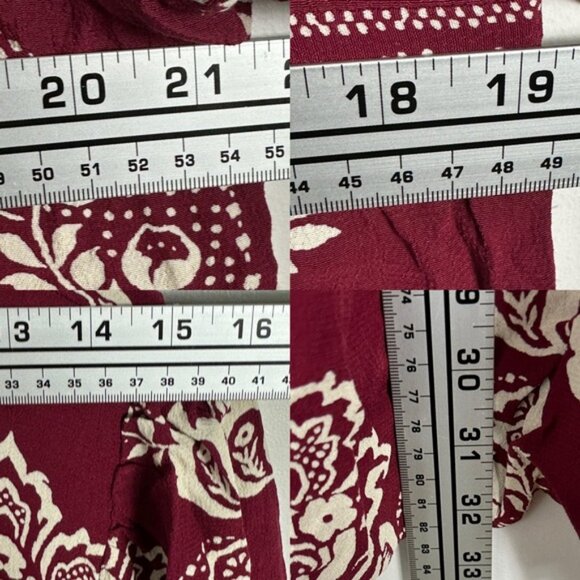 Sezane Andrea Dress Size 46 French US 14 Ornamental Print Burgundy Ecru Shift - Picture 11 of 14